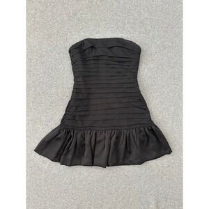 ASTR Mini Dress XS Black Strapless Ruffle Bubble Hem Layered Prom Date Summer
